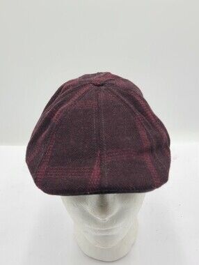 B55 Boston Scally Hat Cap Fitted XL Red Maroon Blood Rose Plaid Peaky Collection